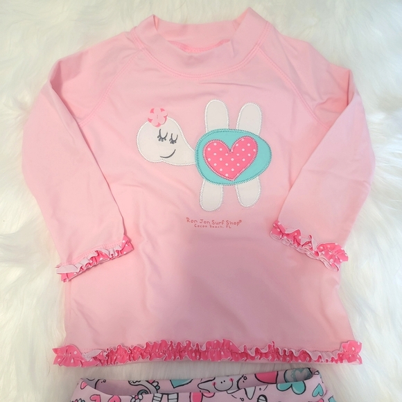 Ron Jon Surf Shop girls swim suit, two-piece, long sleeve rash guard with skort - Picture 3 of 6